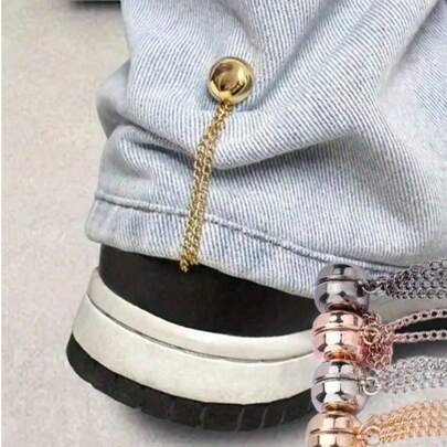 2/4 piezas Clip magnético ajustable para pantalones y puños - Aleación duradera, hebilla desmontable para bajo, apto para pantalones y camisetas, hebilla magnética en la pernera del pantalón, borde sin costuras, una herramienta mágica para acortar los pantalones cuando son demasiado largos, clip de fijación y dispositivo de cierre magnético antiarrastre