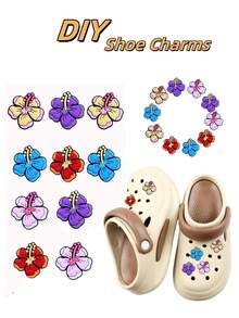 10pcs (2 Sets) Multi-Color Flower Shoe Accessories, DIY Shoe Decorations, Suitable For Party Gifts, Halloween, Christmas - Multicolor - View 1
