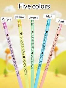 10 支定制雕刻文字铅笔、返校用品、个性化铅笔、定制铅笔个性化批量、可定制雕刻铅笔、19 厘米/7.5 英寸、5 种颜色：绿色/蓝色/黄色/紫色/白色、可擦除铅笔、带橡皮擦的素描铅笔、5 美元以下的便宜货、有趣的笔 - 彩色 - 查看 8