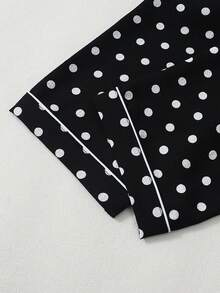 Conjunto de pijama de manga larga con estampado de lunares, ropa de otoño e invierno para mujer