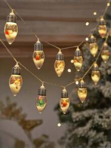 LED Christmas Light Bulb Wishing Lamp, Fairy Lights, Christmas Snow Globe String Lights, Decor Santa Claus/Snowman/Reindeer/Christmas Tree And Gift Box, Wishing Bottle Wedding Party Indoor Decoration - Battery Powered (Batteries Not Included), Suitable For Festivals, Bedroom, Yard, Wedding, Holiday, Camping, Home, Garden, Christmas, Party And Holiday Home Christmas Decor!Christmas Decoration XMAS Decor Christmas Tree Gift Decor Thanksgiving Wedding Home Decor Home Decor Fall Decor Autumn Decor Birthday Decorations For Gifts Party Supplies Indoor Outdoor Garden Holiday Festival Decor Halloween Decor Wall Decor Halloween Ornaments