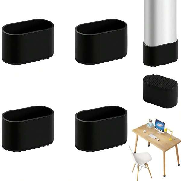 4 Pcs Oval Chair Leg Covers - Flexible Furniture Pads, Table Leg Covers, Floor Protectors For Sofas And Stools - Home Essentials, Furniture Protection | Modern Aesthetic | Smooth Surface Protection, Furniture Legs