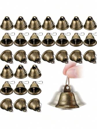10 件 - 工艺铃铛小铜铃铛用于工艺品迷你复古铃铛带弹簧钩微型用于悬挂风铃制作狗训练门铃婚礼装饰，1.65 X 1.5 英寸（青铜色）
