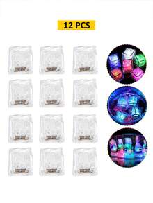 6/12/24pcs Glow Ice Cubes, Multi-Color Changing Slow Flashing, Colorful Luminous Ice Cubes, Beverage & Drink Decor, Waterproof Flashing Ice Blocks, Suitable For Club, Bar, Party, Bathroom, Swimming Pool, Home Bar, KTV, Decorative Cube Lights