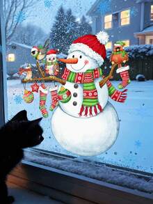 1/2/3pcs Christmas Wall Stickers, Christmas Elements Hand Painted Christmas Snowman Glass Sticker Window Stickers, Home Holiday Decoration, Electrostatic Adsorption, Removable, No Electricity Required.Perfect And Christmas Gift For Couples, Parents And Friends. Christmas Decorations Christmas Decoration Christmas Decorations Home Home Decor Room Decor