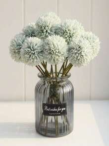 1/4/8pcs Artificial Chrysanthemum Ball Flowers Dandelion Hydrangea Arrangement Bouquet Present For Friends Bridal Wedding Bouquet Decor For Home Office Coffee House Party Wedding Decoration - Green - View 4