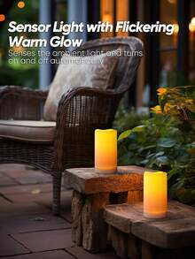 2 Outdoor Waterproof Solar Candles, Solar Powered, Outdoor Flameless Solar Candles, Lanterns, Dusk To Dawn Sensor, Suitable For Halloween, Valentine's Day, Christmas, Weddings, Pathways, Pools, Party Decoration Lighting - ánh sáng ấm áp - Xem 9