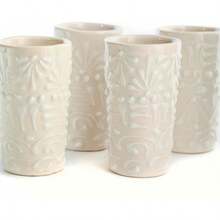 MEXTEQUIL - Vasos Tequileros de Cerámica Talavera Auténtica Mexicana, Set de 4 - Encaje Azul - Encaje Blanco - Ver 13