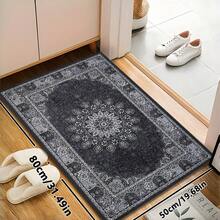 1pc Luxury Elegant Classic Geometric Floral Striped Bohemian Area Rug, Vintage Black & Gray Rectangular Soft Faux Wool Washable Carpet, Suitable For Living Room, Bedroom, Entryway, Bathroom, Hallway, Patio, Kitchen, Indoor Outdoor, All Season Large Size Mat, Home Decor - Multicolor - View 12