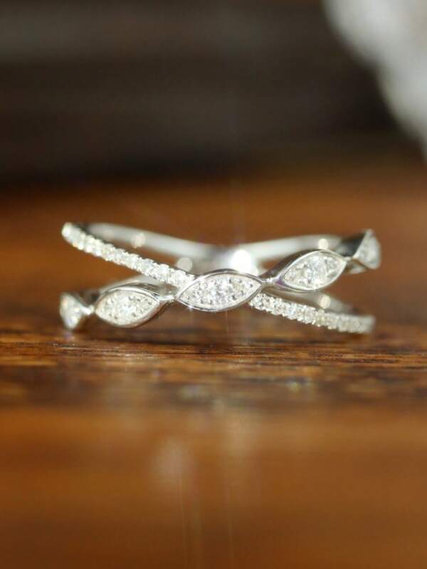 1 anel de prata esterlina S925 com zircônia branca, design elegante e minimalista, adequado para uso diário de meninas, presente de feriado e festa