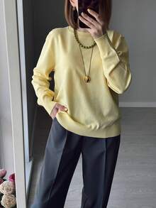 GIGOGOU Women's Basic Lightweight Knit Sweater, Spring/Autumn - Yellow - View 4