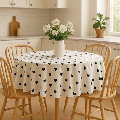 Toalha de Mesa Redonda Estampada para Cozinha – 4 Lugares