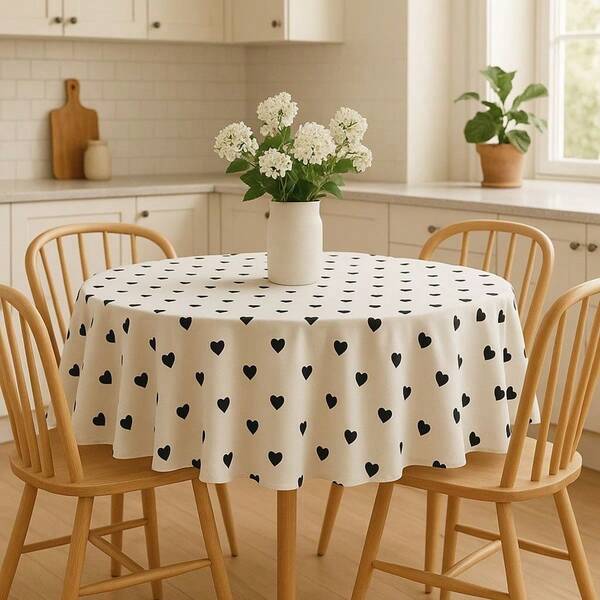 Toalha de Mesa Redonda Estampada para Cozinha – 4 Lugares