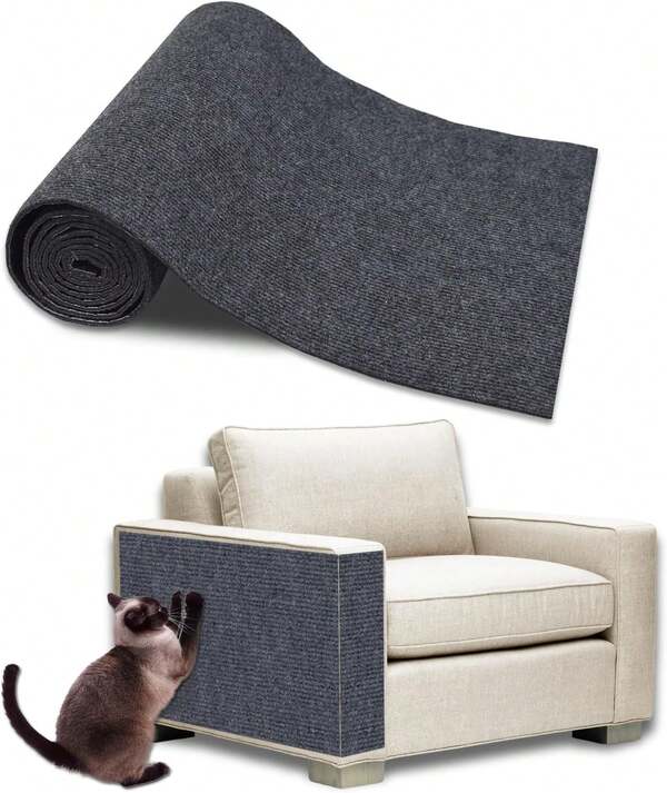 Aitakatta Cat Scratching Mat With Self-Adhesive, 78&#34;X11.8&#34; Cat Scratcher Carpet, Cat Scratch Protectors For Sofa Furniture Wall, Anti Scratch Furniture Protector, Included Nails For Couch(Khaki,30200)
