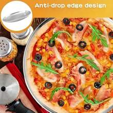 1 件，不锈钢披萨盘，圆形烤盘，各种尺寸，不粘披萨烤盘，浅窄边圆形烤盘，快速导热披萨模具，适用于烤箱，特别适合生日派对和家庭烘焙用具。，家庭晚餐用品，派对用品