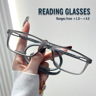 Rivsar Unisex magnetiska läsglasögon med avtagbar hals, nya fyrkantiga, moderna matta ytor, lämpliga för läsning, sömnad, affärer, vardagsbruk, sport, halkfria, datoranvändning, bekväma, trötthetslindring, praktisk bärdesign, passar alla ansiktsformer, 7 dioptrialternativ, utmärkt present till föräldrar, julklapp, glasögon, damglasögon, receptbelagda glasögon, damläsglasögon, herrläsglasögon, futuristisk design