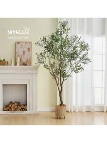 215 Cm Artificial Olive Tree Plant, Tall Fake Tree For Home Decor 2000 Leaves Faux Olive Tree Plant Indoor For Living Room Bedroom Office Live Streams Decorative Modern Greenery