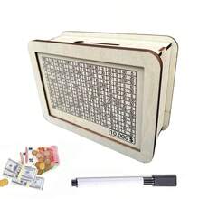 1pc Wooden Piggy Bank With Budget Number Display, Decorative Saving Box, Useful Home Finance Planner - Nâu sẫm - Xem 10