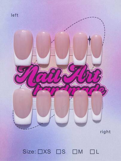 Square-Shaped Handmade Nail Decorations, Y2K Baddie Style, Includes Nude, Purple, Gold, White Nail Plates With French Tips, Carving, Beads, Stars, Asymmetrical Liquid Metal Elements, 10pcs/Set 3 Size Options, Suitable For Parties, Galas, Daily Wear, Comes With Tools, Great Gift For Women & Girls Nails Nail Supplies