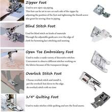 1/6/11pcs Modern Iron Alloy Household Sewing Machine Presser Foot Set, Zigzag, Straight Stitch, Roller, Sewing Machine Presser Foot Attachments, Suitable For Singer, Brother, Janome And Other Low Shank Adapters