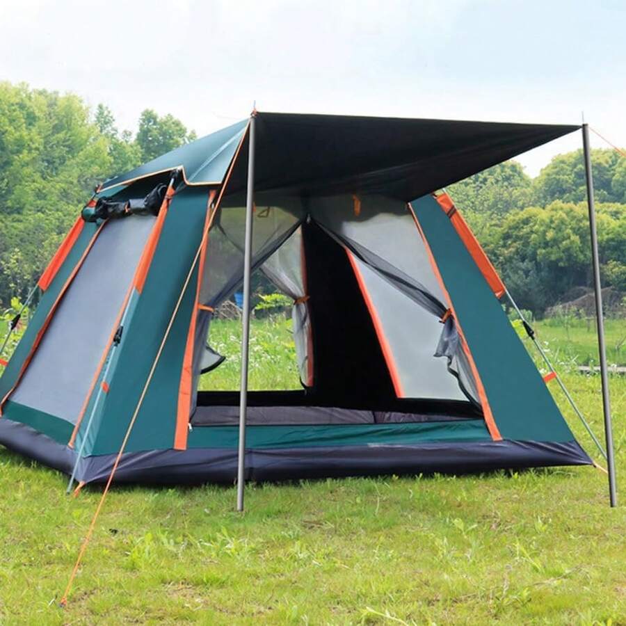 Pop-Up Camping Tent, Waterproof And Windproof Dome Tent For Hiking, Suitable For 4-6 People For Easy Setup In A Family Setting. - Màu xanh lá cây đậm - Xem 1