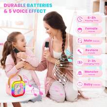 Máquina de karaoke para niños con 2 micrófonos, altavoz Bluetooth inalámbrico, regalos de unicornio para niñas, para niñas de 6 a 12 años, regalos de cumpleaños, micrófono para juguetes de niños.