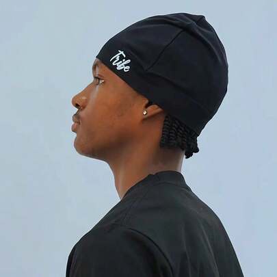 1pc Solid Color Street Style Nylon Skull Print Unisex Beanie Hat, Suitable For All Seasons, Sports & Casual Wear, Great Gift Choice