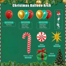 150 pièces Kit de guirlande d'arche de ballons de Noël, ballons métalliques rouges, verts et dorés, boîte-cadeau de canne en bonbon, ballons en feuille d'aluminium étoile pour fournitures de décoration de fête de Noël et du Nouvel An