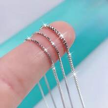 925 Silver Plated 18K Gold Simple Necklace Couple Style Box Chain Fashion Daily/Party Decoration-16/18/20/22/24/26/28/30 Inch Optional Valentine's Day Engagement Wedding Anniversary Birthday Gift Holiday Gift - Silver - View 11