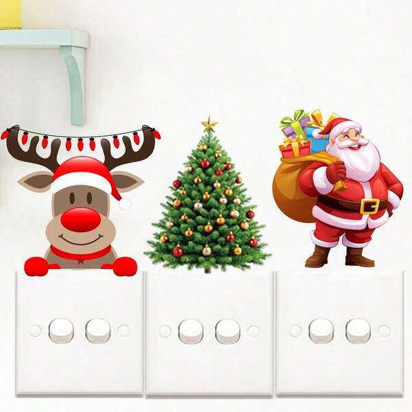 Pegatina creativa y minimalista de Papá Noel para interruptor, pegatina decorativa navideña para decoración de habitación, dormitorio, cocina, pared y hogar