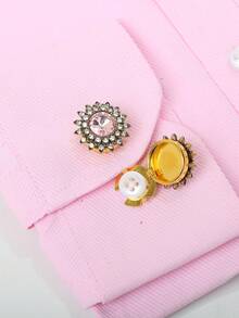 مجموعة من 2 غطاء أزرار أساور القميص، أزرار مرصعة بالراين بطراز باروك لفساتين النساء، صناديق أزرار زخرفية، أزرار أكمام فاخرة للبدلات والملابس الأنيقة بدون خياطة، هدايا للمناسبات