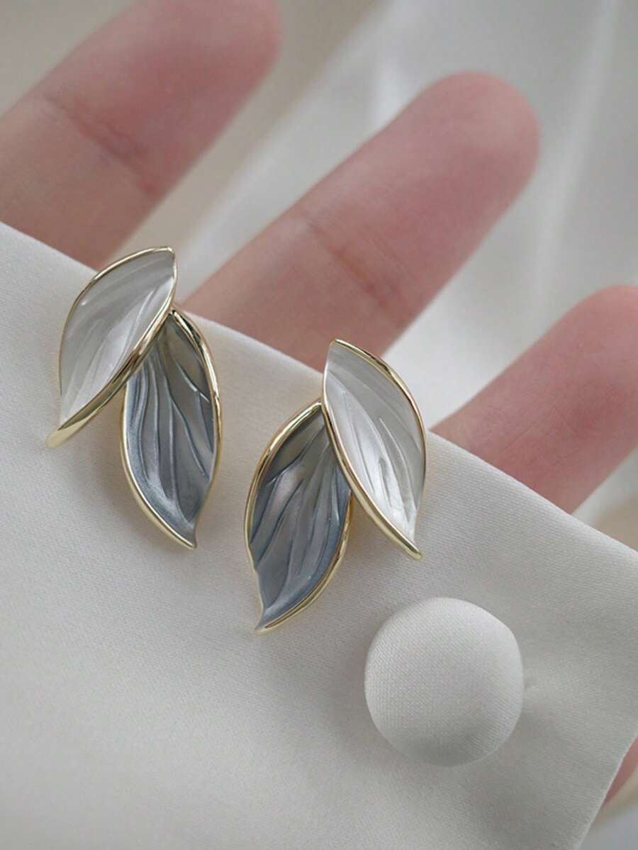 1 Paar minimalistische Blatt-Design Ohrstecker, elegante hochwertige Ohrringe, Natur-Stil, Geschenk für Mutter, Freundin, Feiertage