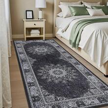 1pc Luxury Elegant Classic Geometric Floral Striped Bohemian Area Rug, Vintage Black & Gray Rectangular Soft Faux Wool Washable Carpet, Suitable For Living Room, Bedroom, Entryway, Bathroom, Hallway, Patio, Kitchen, Indoor Outdoor, All Season Large Size Mat, Home Decor - Multicolor - View 6