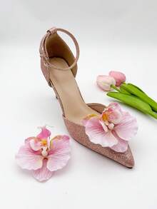 2pcs Detachable Faux Ruffled Butterfly Flower Faux Leather Decorative Shoe Clips, High Quality Delicate Accessory