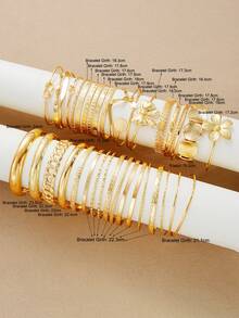 12pcs/7pcs/2pcs Set Vintage Asymmetrical Floral & Bow Decor Bracelet Suit, Elegant Casual Accessory For Women, Suitable For Date, Vacation, Daily Wear, Party, Anniversary Gift