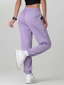 Women'S Outdoor Casual Running Pants - Elastic Waistband Pockets Sports Trousers, Lightweight All-Season Pants, Women'S Athletic Long Pants, Suitable For Gym, Machine Washable, Solid Color Design, Comfortable Fit, Y-Shape Style, Stretchy Waist, Ideal For Outdoor Hiking & Sports Enthusiasts Tights