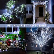 1pc, LED Solar Outdoor String Lights, Copper Wire Fairy Garland Lights, 8 Modes Solar Power Garden Smart Light For Party Wedding Lawn Patio Pathway Tree Ramadan Halloween New Year Christmas Decorations