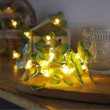 1pc 1.5m/10LED,3m/20LED Butterfly String Lights, Battery Powered(Without Battery) Purple/Green Butterfly Fairy Lights For Baby Room ,Home Bedroom ,Indoor Outdoor Garden ,Wedding Party Holiday Decorationbaby Shower Family Decorations Gifts