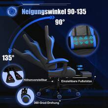 Gaming Chair - Ergonomic Office Chair With Lumbar Support, Headrest, And Massage Cushions, Adjustable Recliner For Gaming And Work, Supports Up To 150kg - Perfect For Office And ESports. - Màu xanh lam - Xem 2