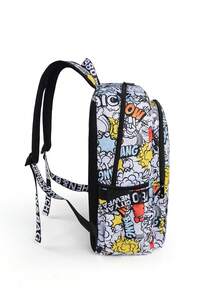 Nueva mochila con estampado de dinero, camuflaje y boca de tiburón, material compuesto suave, ligera, resistente al agua, ideal para estudiantes universitarios en la temporada de regreso a clases, con gran capacidad y diseño minimalista ergonómico, bolsa para laptop (todos los estampados de las correas y letras son aleatorios), mochila escolar, útiles escolares - Multicolor - Ver 6