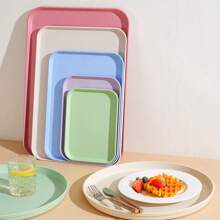 1pc Extra Large Multi-Color Tray, Rectangular Plastic Tea Tray, Outdoor Picnic Plate Tray, Dessert Plate, Barbecue Plate, Suitable For Home, Living Room, Cafe, Restaurant, Wedding Party, Christmas, Halloween Decor