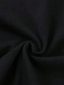 (220 Pure Cotton T-Shirt)    Men's Summer Round Neck Short Sleeved Casual Pure Cotton Print  Y2K Style Hand Drawn - 黑色 - 查看 4