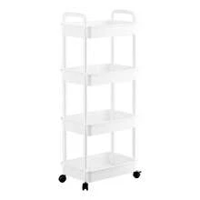 Trolley de herramienta de almacenamiento de 4 capas, carrito de almacenamiento multifunción, adecuado para oficina, sala de estar, cocina, almacenamiento de almacenamiento móvil con ruedas, blanco, negro - Blanco - Ver 5