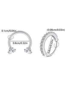 2pcs Nose Ring, Stainless Steel Nose Hoop Ring Horseshoe Nose Ring, 18G Zirconia Nose Rings For Woman Man, Fashion Septum Lip Eyebrow Helix Daith Ear Piercing Jewelry, All-Season Accessories, Perfect Birthday Gift