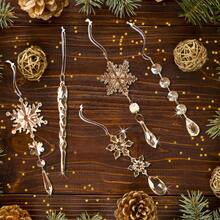 18 Stück Kristall Weihnachtsschmuck für Weihnachtsbaum Dekorationen - Hängende Acryl Schneeflocken und Eiszapfen Ornamente mit Tropfen Anhängern für Neujahrsparty Dekorationen Zubehör Heim Dekoration Weihnachtsdekorationen Raumdekoration Winter