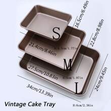 1 pieza Molde rectangular vintage para tartas, bandeja para hornear de acero al carbono antiadherente grueso, molde para hornear poco profundo de 9/11/13 pulgadas, molde para hornear multifuncional para tartas y pasteles