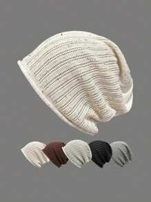 1pc Women's Colorful Polka Dot Thin Striped Headband, Versatile Knitted Beanie Hat, Suitable For Spring/Summer, Winter Women