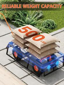 Carro de jardín fabricado en acero con laterales desmontables con capacidad de 226 kg, con mango giratorio de 180° de 80 cm para jardín, camping, festival.