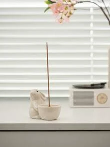 1pc Rabbit Shaped Ceramic Incense Burner, Minimalist Style, Various Colors, Suitable For Festival, Gift, Home, Office, Hotel Decoration - White - View 10