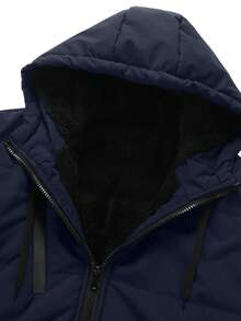Men's Waterproof Down Jacket, Warm Thickened Fleece Quilted Coat, Multi-Pocket Design, Winter